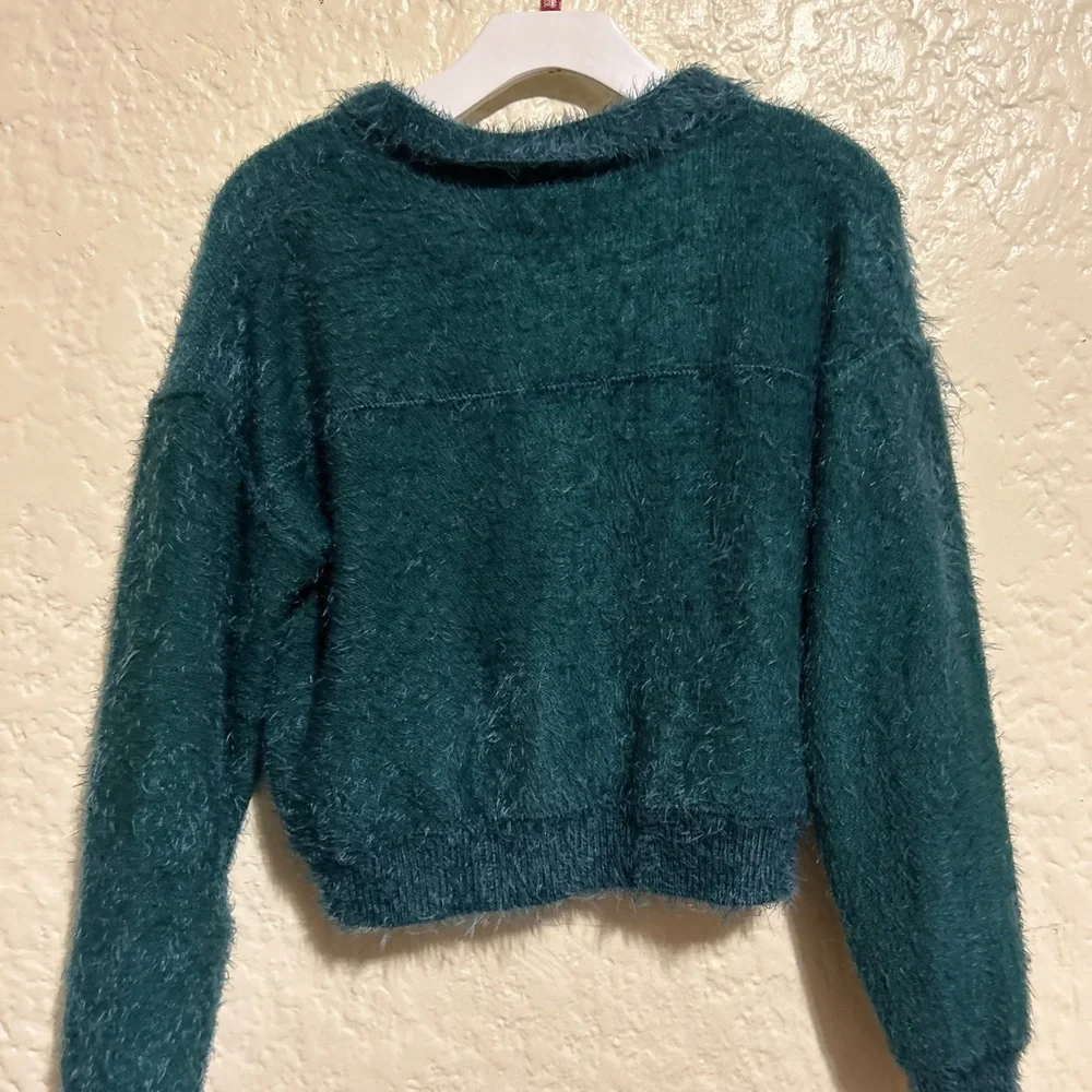 Willow &‎ Root Green eyelash knit cardigan sweater size small
